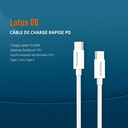 RIVERSONG Lotus 08 - Câble de Charge Rapide 60W 3A