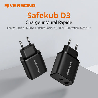 Chargeur RIVERSONG SafeKub D3  dual-port 20w